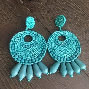 Kenneth jay lane bead statement tassel earrings